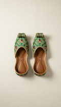 Jade Green Handcrafted Khussa Shoes