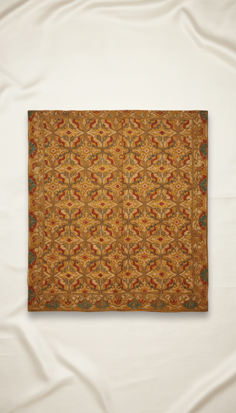 Antique Gold Shawl With Heritage Embroidery